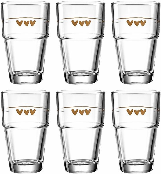 LEONARDO Latte-Macchiato-Glas "Gläser-Set SOLO, mit Herzmotiv" 410 ml, 6-te günstig online kaufen