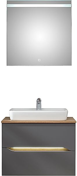 Saphir Badmöbel-Set "Quickset 2-teilig, Keramik-Aufsatzbecken mit LED-Spieg günstig online kaufen