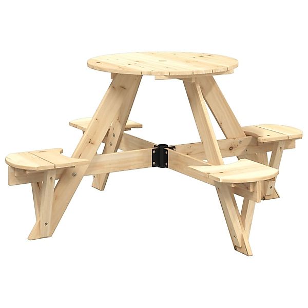 vidaXL Picknicktisch für 4 Kinder mit Schirmloch Rund Massivholz Tanne 4008 günstig online kaufen