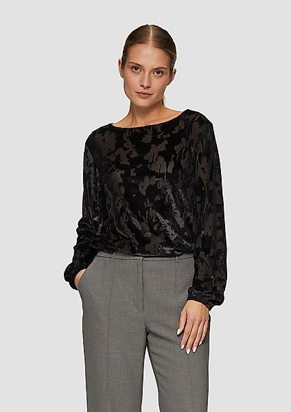 s.Oliver Langarmshirt T-Shirt Transparentes Samt-Longsleeve mit All-over-Mu günstig online kaufen