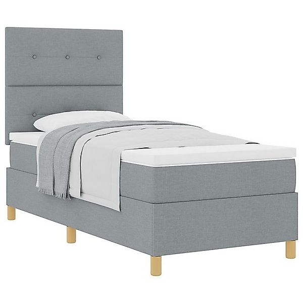 vidaXL Bett Boxspringbett mit Matratze Hellgrau 100x200 cm Stoff (1-tlg) günstig online kaufen