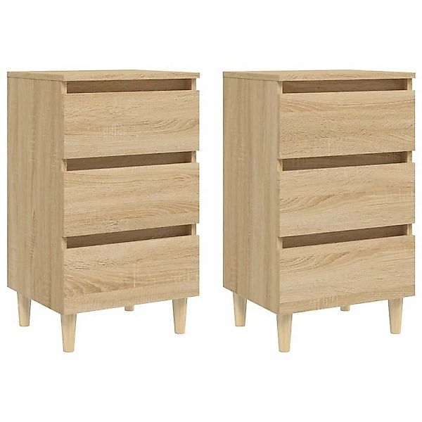 vidaXL Nachttische Massivholz-Beine 2 Stk Sonoma-Eiche 40x35x69cm günstig online kaufen