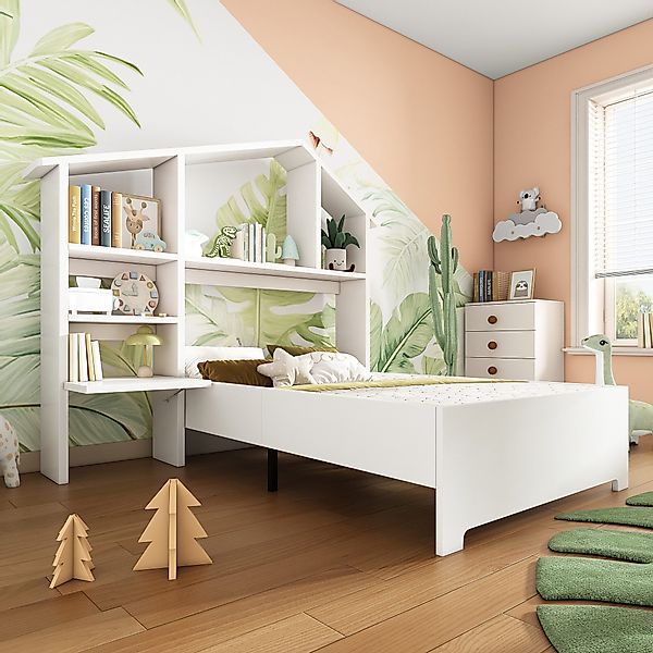 Flieks Kinderbett, Einzelbett Holzbett 90x200cm mit günstig online kaufen
