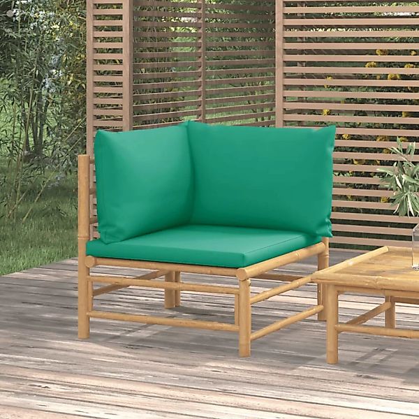 vidaXL Sofaelement Garten-Ecksofa mit Grünen Kissen günstig online kaufen
