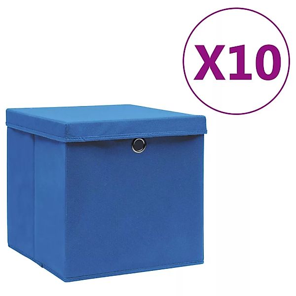 Aufbewahrungsboxen Mit Deckeln 10 Stk. 28x28x28 Cm Blau günstig online kaufen