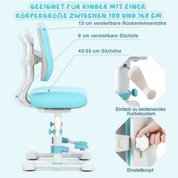 COSTWAY Kinderstuhl, mit verstellbarer Doppelrückenlehne, höhenverstellbar günstig online kaufen