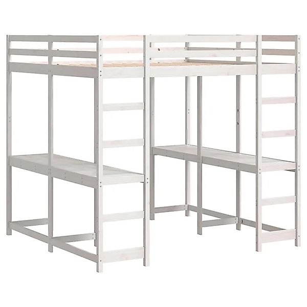vidaXL Hochbett mit Schreibtisch & Leiter Weiß 180x200 cm Kiefernholz 32842 günstig online kaufen