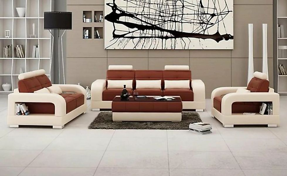 JVmoebel Sofa Moderne Ledersofa Couch Sofagarnitur 3+2+1 Design Sofa, Made günstig online kaufen
