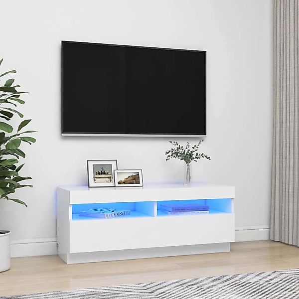 Tv-schrank Mit Led-leuchten Weiß 100x35x40 Cm günstig online kaufen