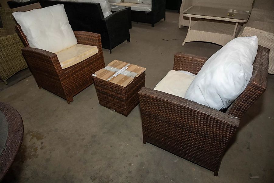 #HBM 3036: 2x Sessel Fisolo + Beistelltisch Tunis-braun-meliert günstig online kaufen