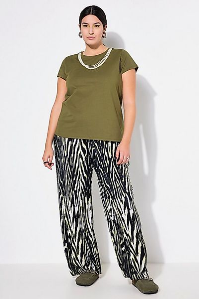 Studio Untold Schlupfhose Hose Wide Legs High Waist Plissee Animalmuster günstig online kaufen