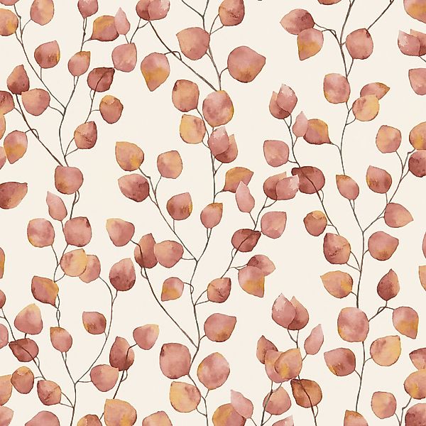 Bricoflor Lindenblätter Tapete in Weiß Rotbraun Blätter Vliestapete mit Ran günstig online kaufen