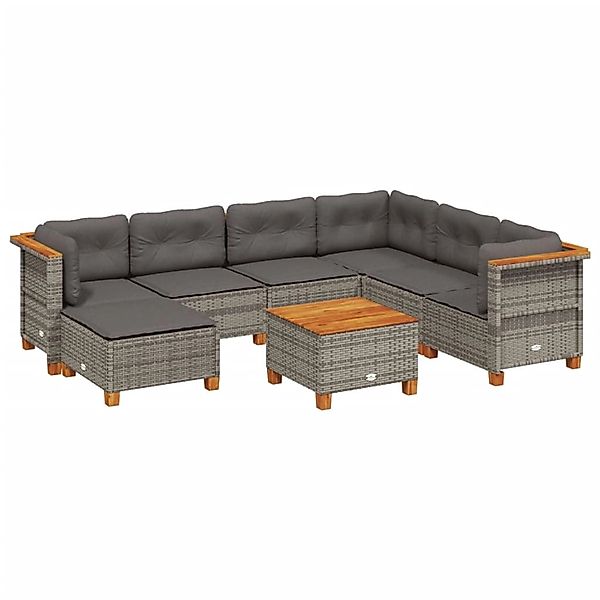 vidaXL 8-Tlg Garten-Sofagarnitur mit Kissen Grau Poly Rattan 3261942 günstig online kaufen
