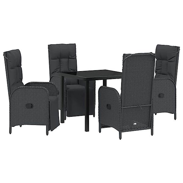 vidaXL Garten Essgruppe mit Kissen 5-Tlg Schwarz Poly Rattan 3380121 günstig online kaufen