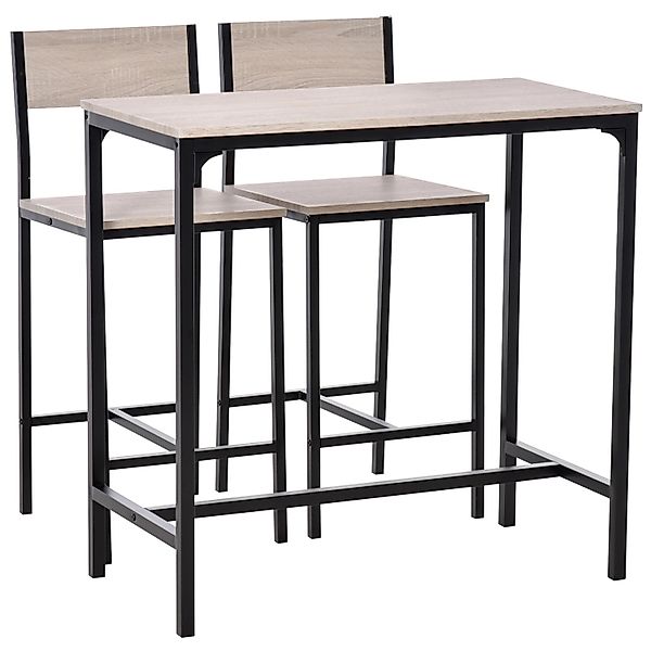 HOMCOM Barmöbel MDF Metall Natur Schwarz L89 x B45 x H87 cm L39 x B45 x H95 günstig online kaufen