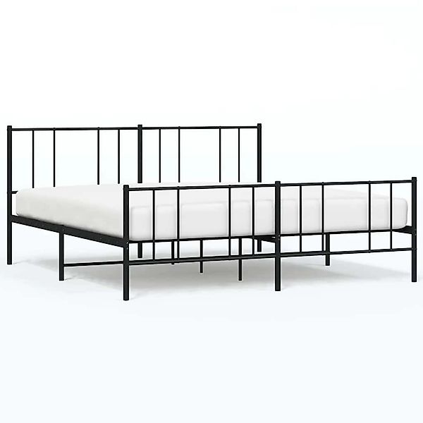 vidaXL Bettgestell mit Kopf- und Fußteil Metall Schwarz 193x203 cm 352504 günstig online kaufen