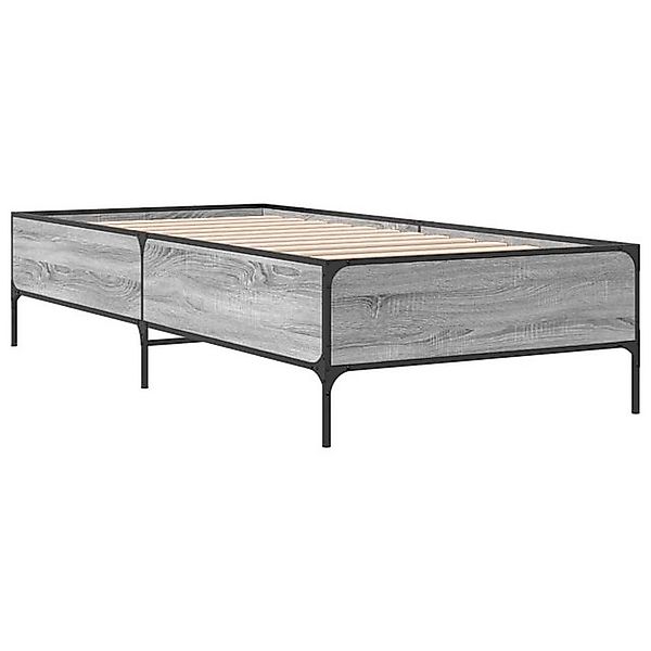 vidaXL Bett Bettgestell Grau Sonoma 100x200 cm Holzwerkstoff und Metall günstig online kaufen