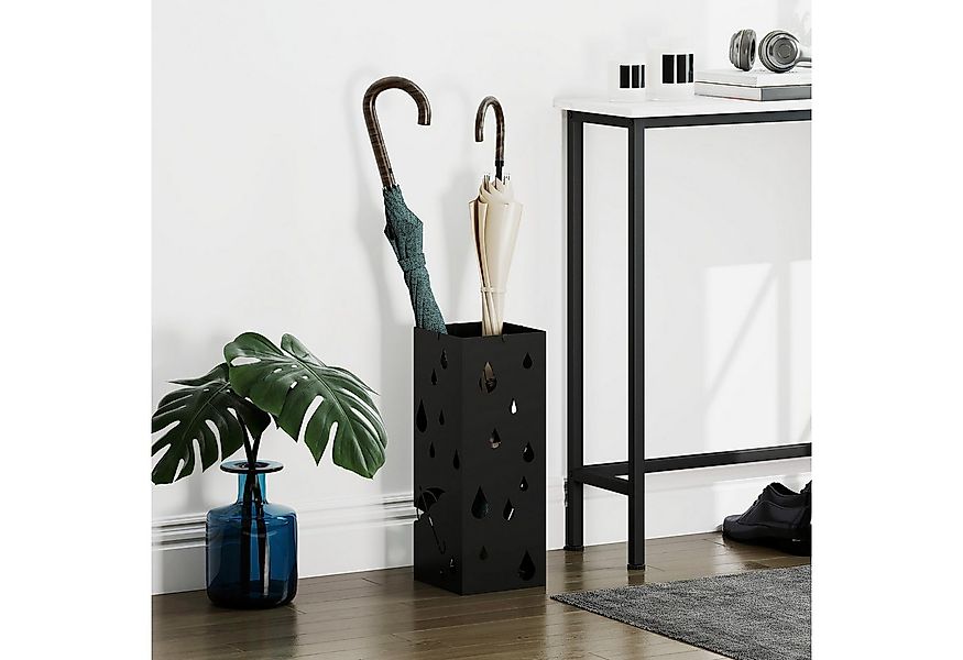 HOMCOM Schirmständer Regenschirmkorb mit 4 Haken, Wasserauffangschale (Rege günstig online kaufen