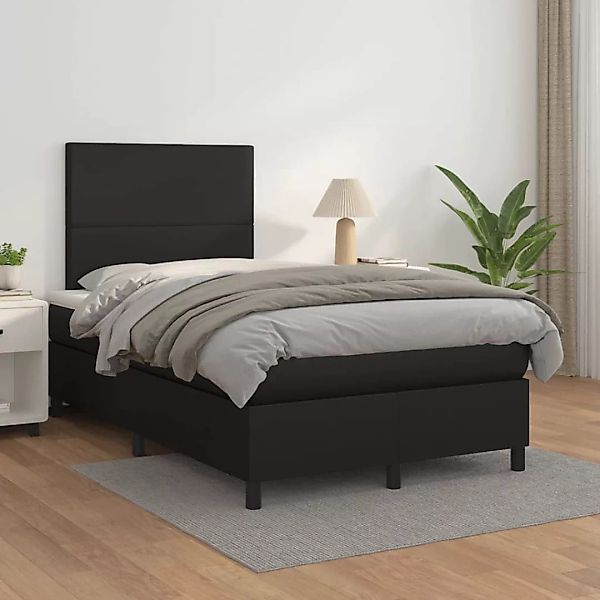 vidaXL Boxspringbett, Boxspringbett mit Matratze Schwarz 120x200 cm Kunstle günstig online kaufen