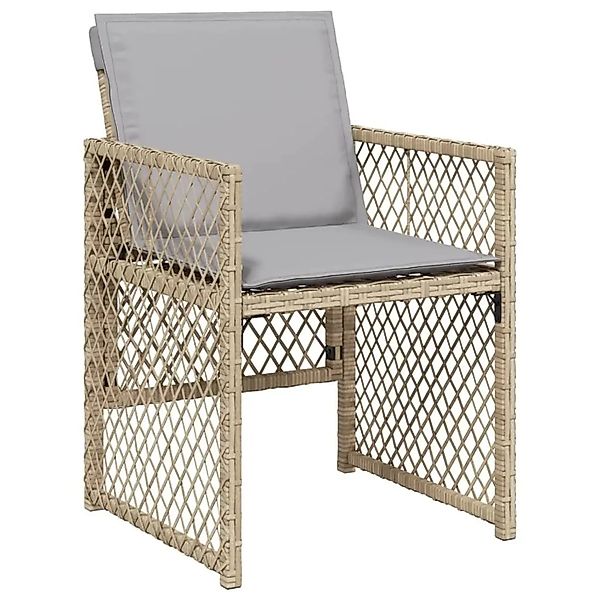 vidaXL Gartenstühle mit Kissen 4 Stk Beigemischung Poly Rattan 364955 günstig online kaufen
