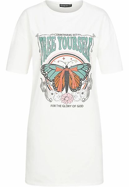 CLOUD 5IVE T-Shirt "CLOUD 5IVE T-Shirt-Kleid mit Free Yourself Butterfly Pr günstig online kaufen