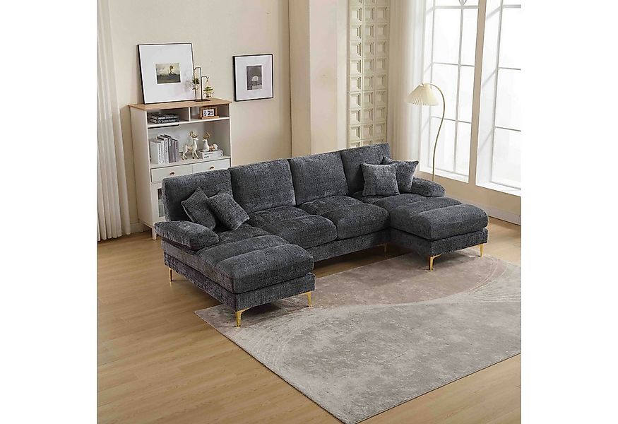 OKWISH Sofa Moderner U-förmiger Modularsofa mit Ottomanen, wendbar, 4-Sitze günstig online kaufen