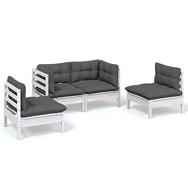 vidaXL Gartenlounge-Set 4-tlg. Garten-Lounge-Set mit Kissen günstig online kaufen
