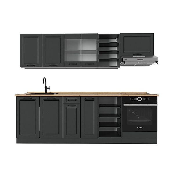 Vicco Küchenzeile R-Line, Anthrazit Landhaus/Anthrazit, 240 günstig online kaufen