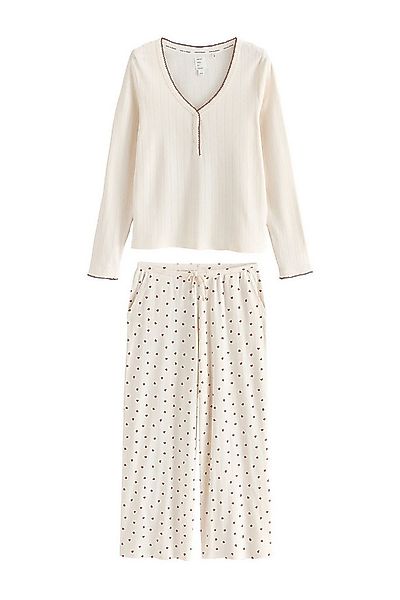 Next Pyjama Langarm-Schlafanzug mit Pointelle-Stickerei (2 tlg) günstig online kaufen