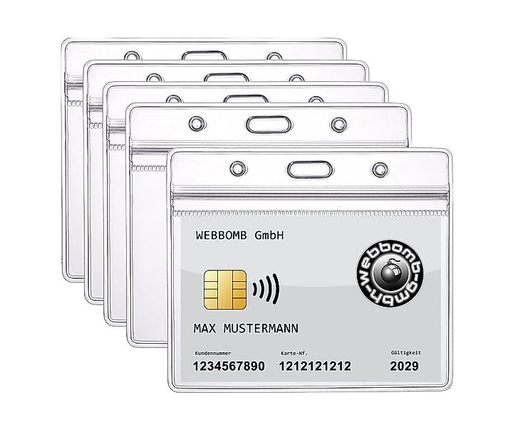 WEBBOMB Schlüsselanhänger 5x Ausweishülle ZIP Kartenhalter flexibel & wasse günstig online kaufen