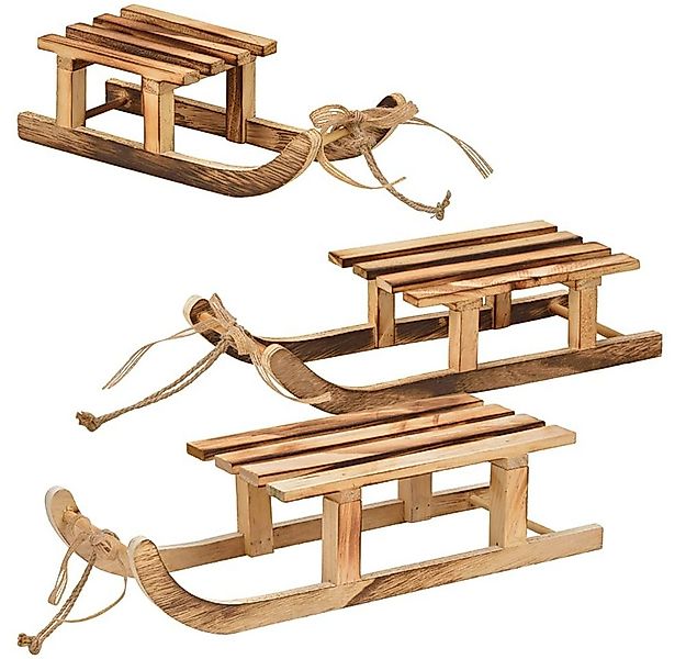 matches21 HOME & HOBBY Dekofigur Deko Schlitten Holz Schlittendeko 3 Gr. (1 günstig online kaufen