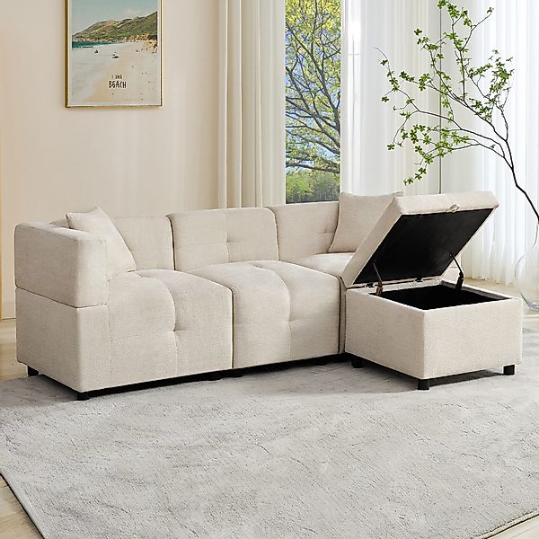 Merax 3-Sitzer Sofa Ecksofa mit abnehmbarem günstig online kaufen
