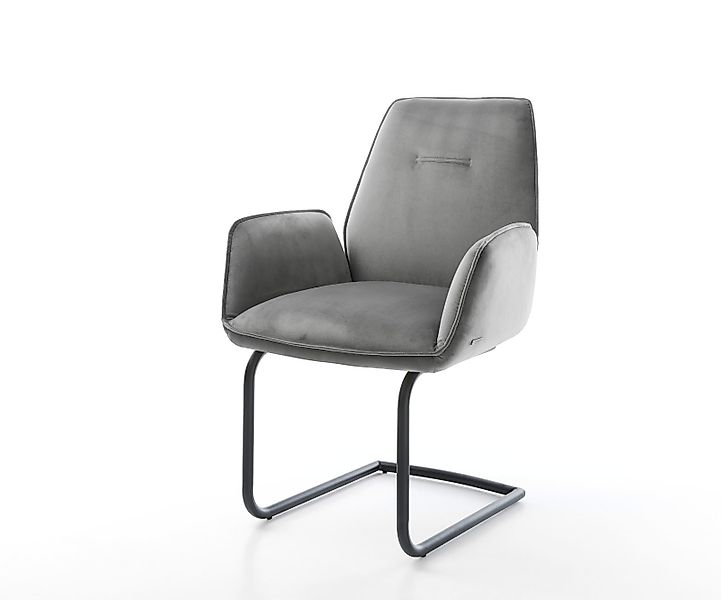 Freischwinger Zoa-Flex Samt Grau Freischwinger rund Schwarz Taschenfederker günstig online kaufen
