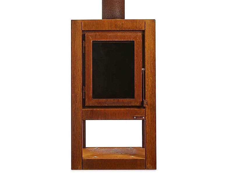 Quaruba Terrassenkamin Corten-Stahl Mit Rollen XL 2 Seiten Glas Vorne + Rec günstig online kaufen