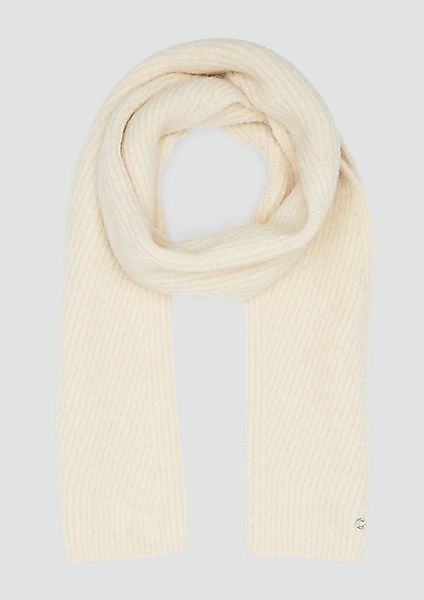 s.Oliver Schal Tuch, Strick-Schal mit Fischgrätenmuster und Logo-Ring günstig online kaufen