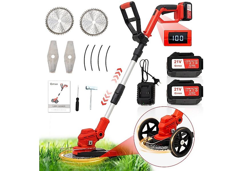 OUTIGO Akkurasenmäher Wiederaufladbarer Akku-Rasentrimmer mit 2* 4000mAh, R günstig online kaufen