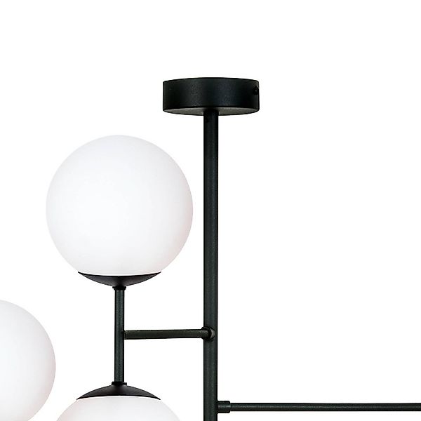 Deckenlampe Korek, schwarz/weiß, Glas, 75 cm, 7-flg., E14 günstig online kaufen