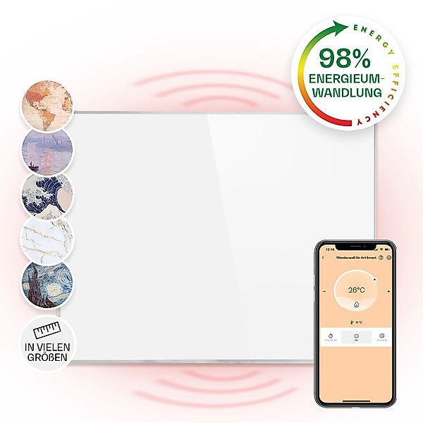 Klarstein Wonderwall Smart Infrarotheizung 100x120 cm Smart-Steuerung App W günstig online kaufen