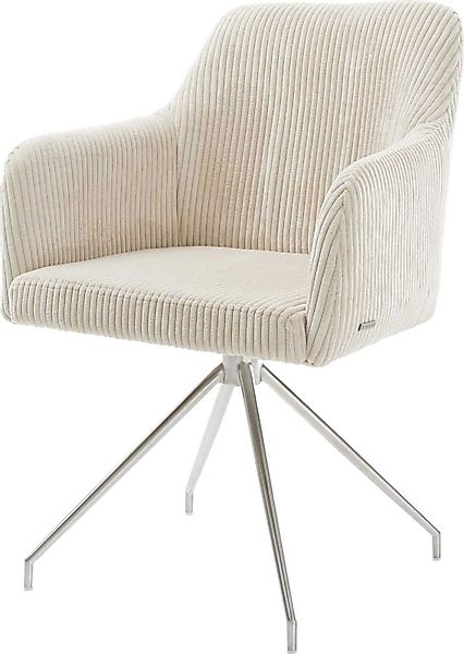 DELIFE Polsterstuhl Greg-Flex, Kreuzgestell konisch Edelstahl Cord Silbergr günstig online kaufen
