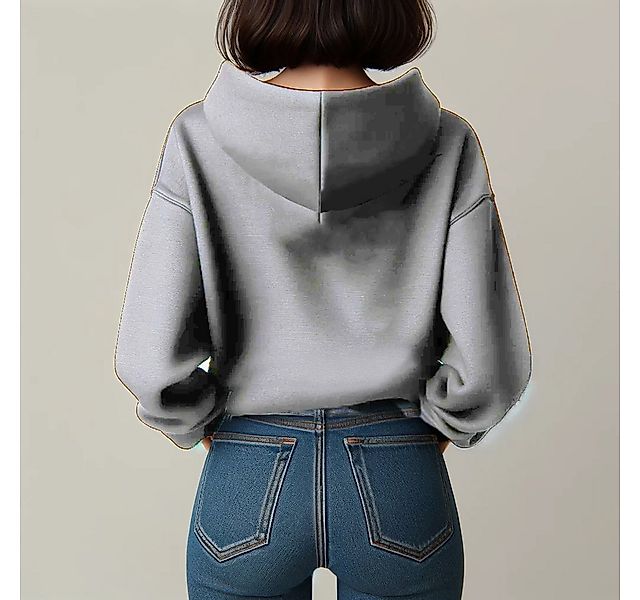 RMK Hoodie Damen Kapuzenpullover Pullover Loose Fit Oversize Be Happy Glück günstig online kaufen