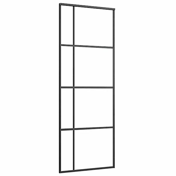 vidaXL Schiebetür ESG-Glas und Aluminium 76x205 cm Schwarz 151678 günstig online kaufen