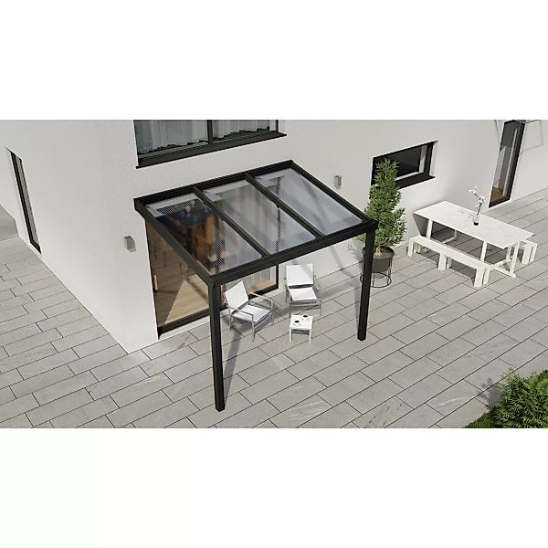 Terrassenüberdachung Professional 300 cm x 250 cm Schwarz Struktur PC Klar günstig online kaufen