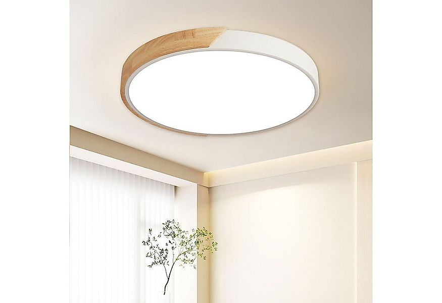 style home Deckenleuchte LED Deckenlampe Holz, dimmbar mit Fernbedienung 30 günstig online kaufen