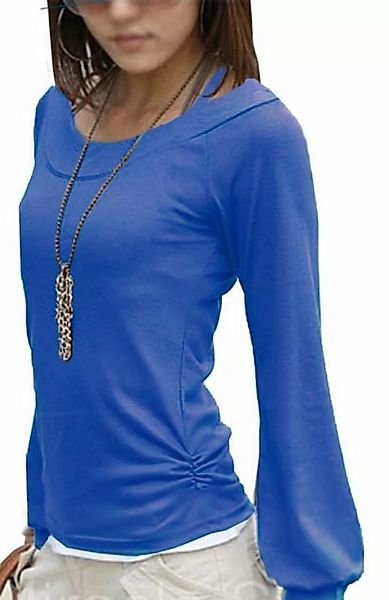 Mississhop Langarmshirt Bluse Tunika Longshirt mit eleganten Ballonärmeln F günstig online kaufen