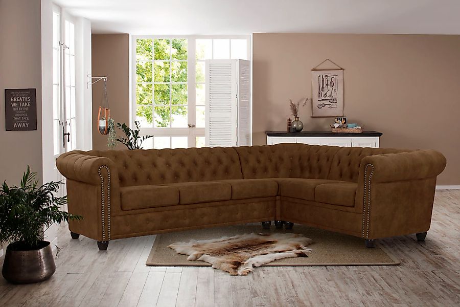 Home affaire Chesterfield-Sofa "Rysum L-Form" Chesterfield-Optik, langer Sc günstig online kaufen