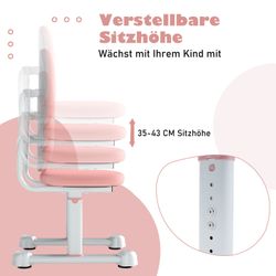 COSTWAY Kinderstuhl, höhenverstellbarer Schreibtischstuhl mit Rückenstütze günstig online kaufen