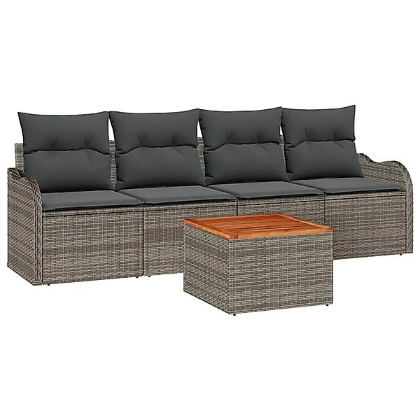 vidaXL Gartensofa-set mit Speicher 5-Tlg Grau Poly-Rattan 3356053 günstig online kaufen