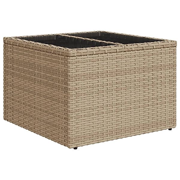 vidaXL Gartentisch mit Glasplatte Beige 55x55x37 cm Poly Rattan 366058 günstig online kaufen