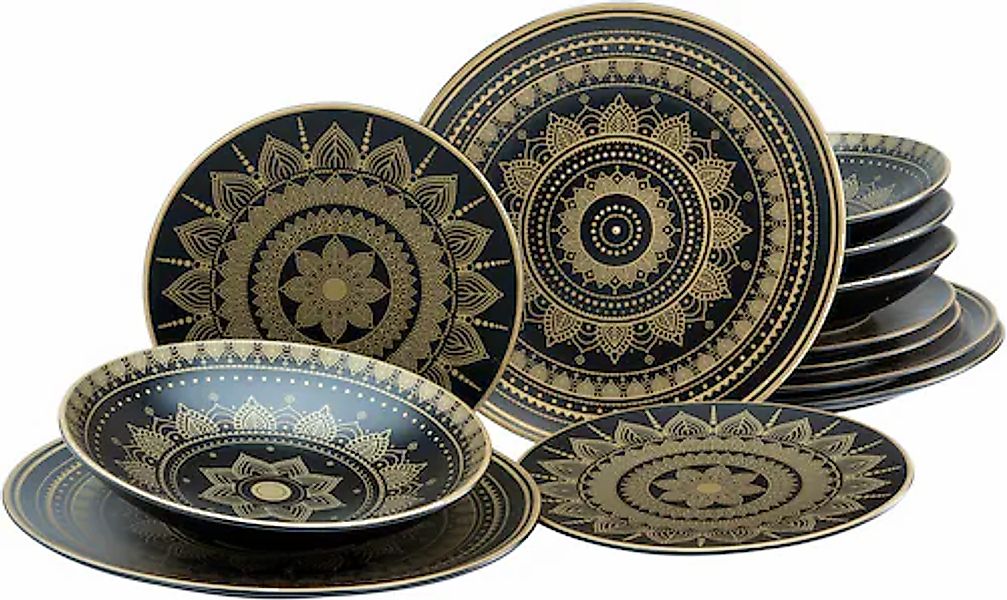 CreaTable Teller-Set »Mandala Gold« Service, goldene orientalische Motive, günstig online kaufen