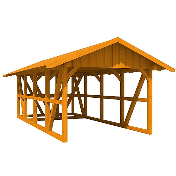 Skan Holz Carport Schwarzwald m. Dachschalung u. Abstellr. 424 x 772 cm Eic günstig online kaufen